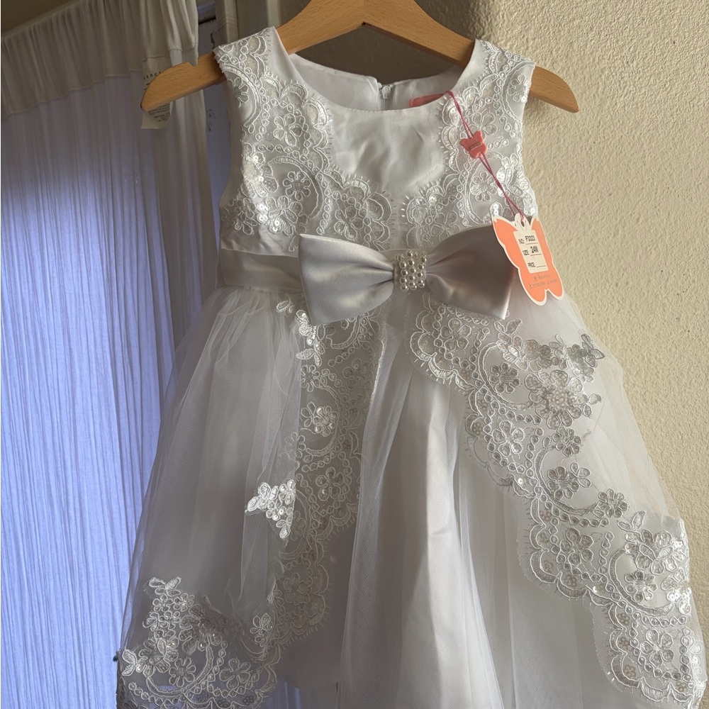 Elegant White Lace Kids Dress